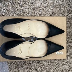 Christian Louboutin Decoltissimo 100 Black Napa Leather Heels 36.5B